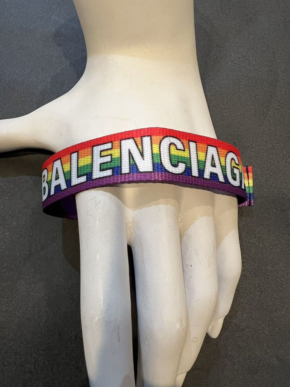 BALENCIAGA Party Rainbow Bracelet Stripes with Logo NEW